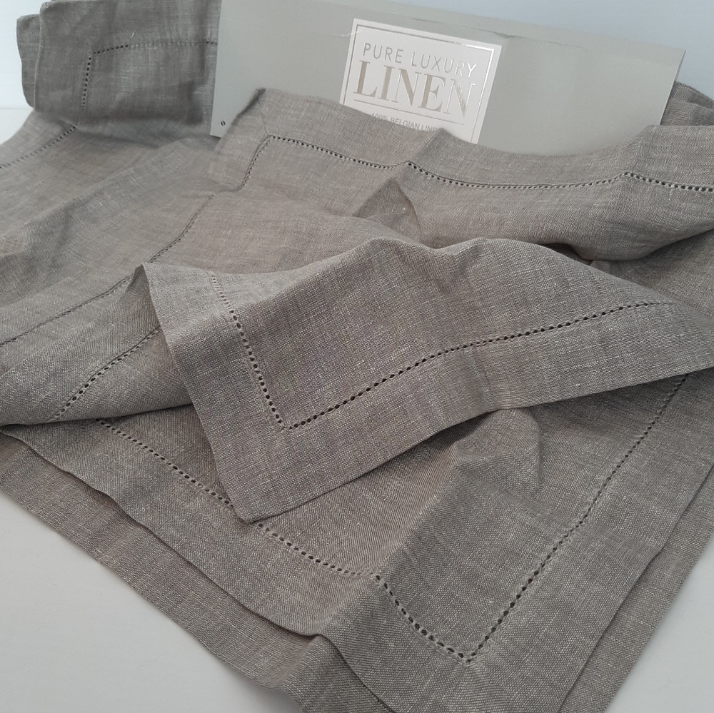 Pure Luxury Linen 13" x 19" 100% Belgian Linen Placemats Gray Melange